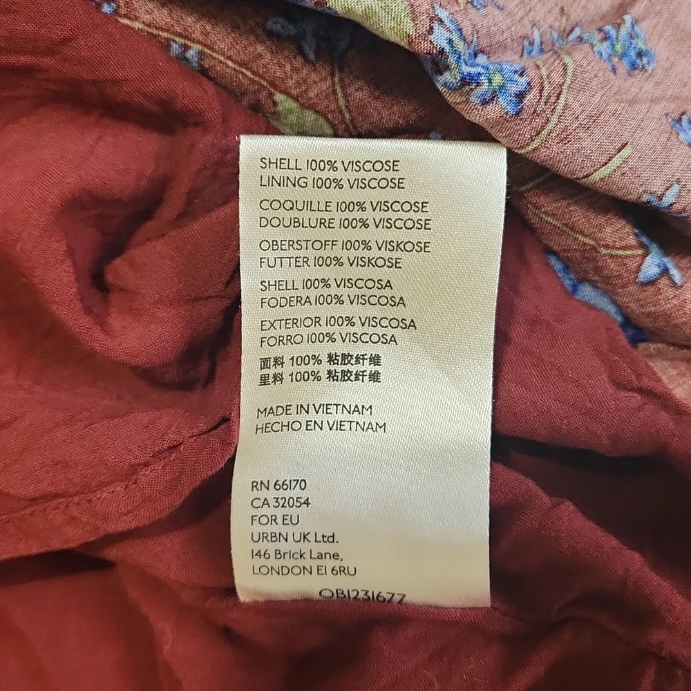 Free People Red Burgundy Flower Fields Mini Button Up Dress Womens Size Small